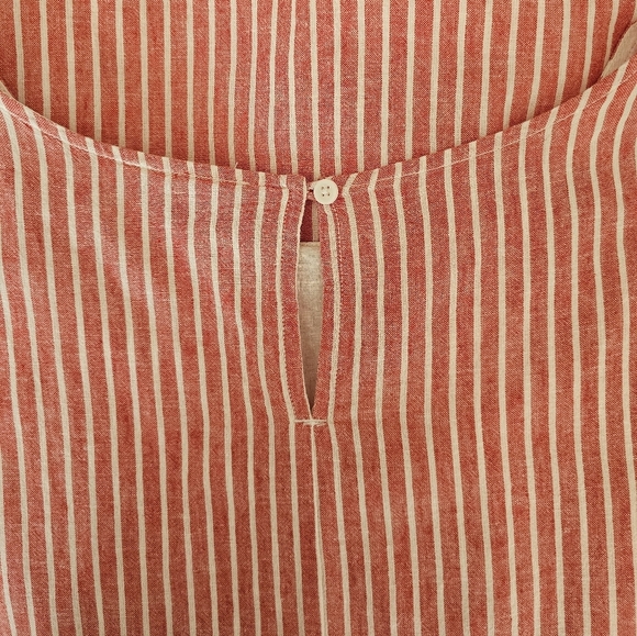 Beach Lunch Lounge Red & White Sleeveless Stripe Linen Dress - Picture 8 of 15